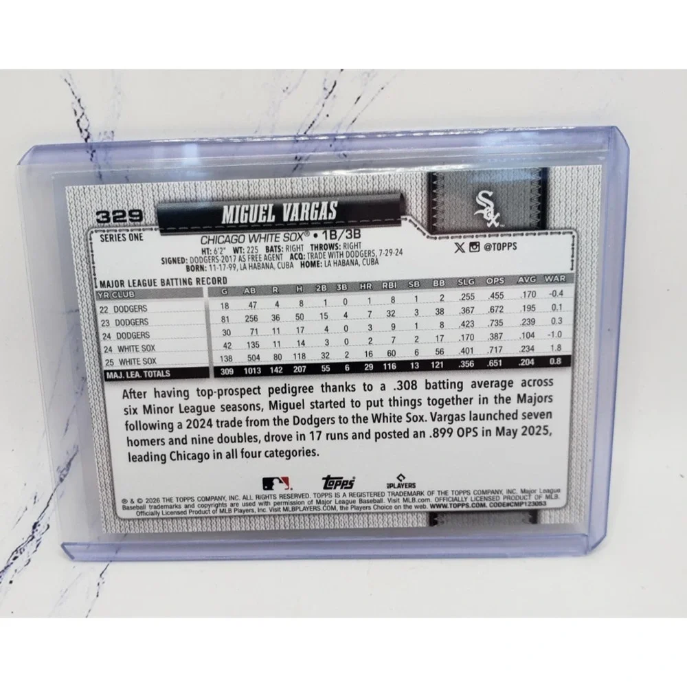 Miguel Vargas 2026 Topps AZ Spring Training Foil #329 Chicago White Sox